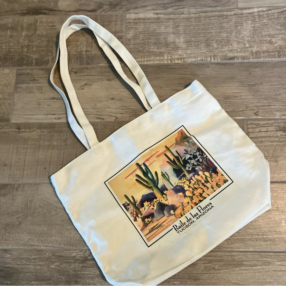 Baile De Las Flores Arizona Natural Canvas Tote Zipper Shopping Bag D Madaras